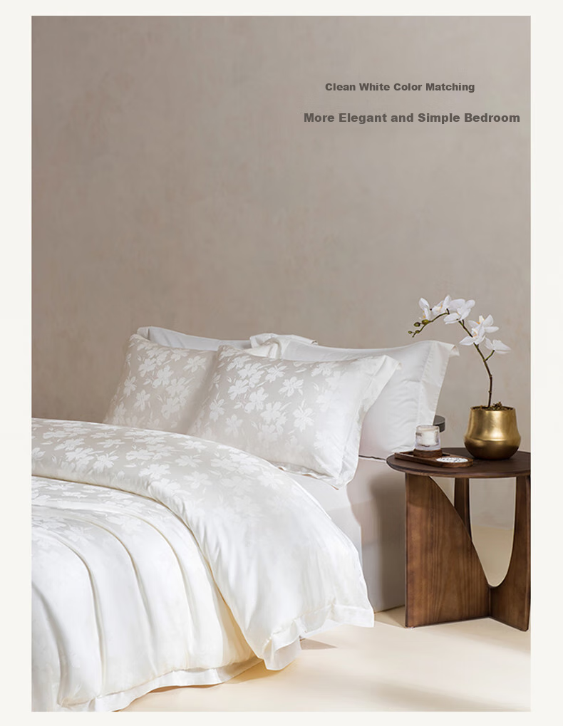 MIDO HOUSE Mingdu 100% Cotton Bedding Set, Four Pieces, Pure Cotton Sateen, Luxurious High-End Feel, Class A Fitted Sheet, Duvet Cover, 220x240cm, Fangfei 4