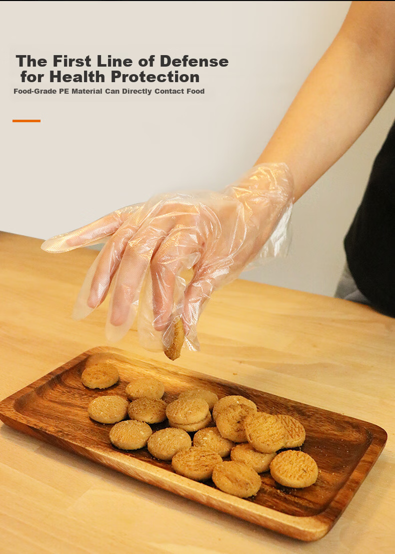 Jiecheng Disposable Transparent Thickened Food-Grade Kitchen PE Gloves for Eating Crayfish, 200 Pieces Per Box, Pull-Out Style 3
