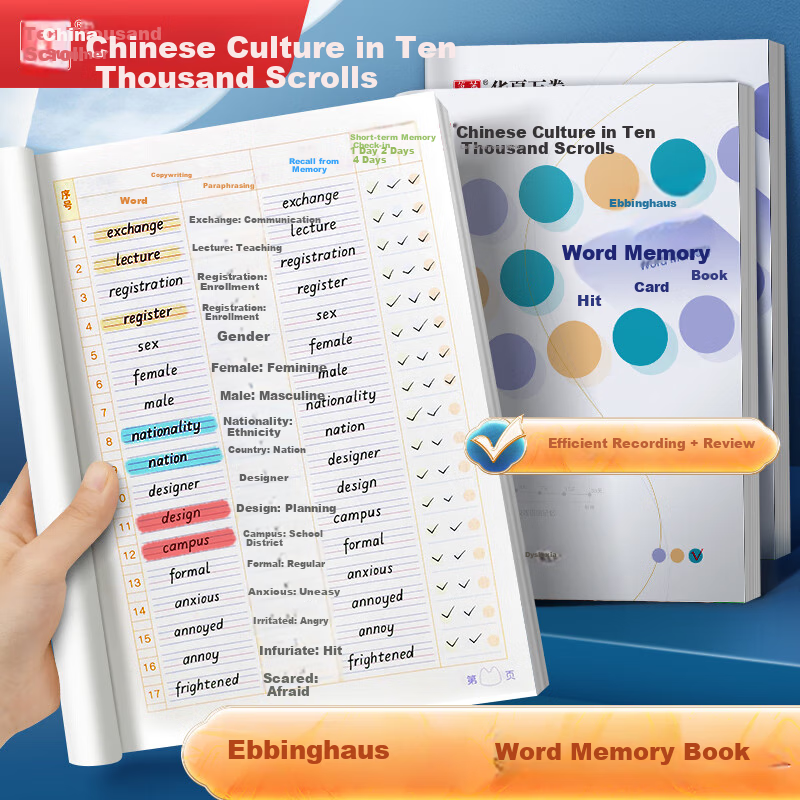 Huaxiawanjuan English Vocabulary Memory Checkbook, Ebbinghaus Forgetting Curve Vocabulary Notebook, College Student Postgraduate Exam Memorization Aid, Notebook for CET-4 And CET-6 Vocabulary