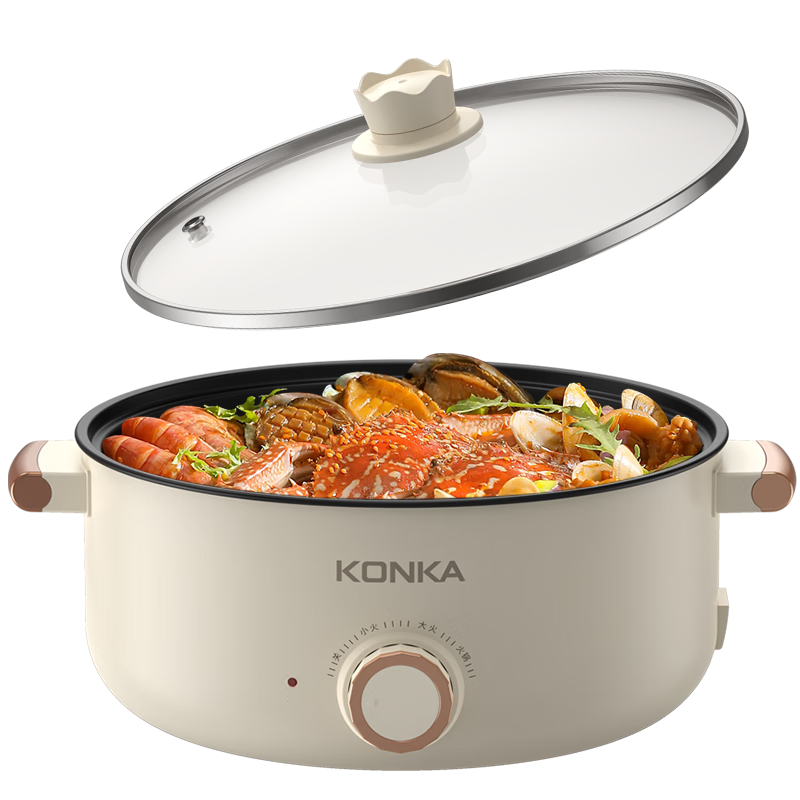 KONKA Electric Hot Pot 3.5L Multifunctional Household Electric Cooker Non-stick Hot Pot Dormitory Cooking Pot Noodle Cooker KZG-WHP3511