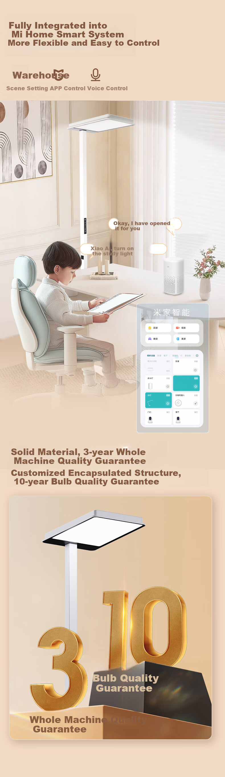 AOC Standing Eye Protection Floor Lamp, Children's Study Lamp LED Full Spectrum Mijia Reading Light, Flagship Versio 4