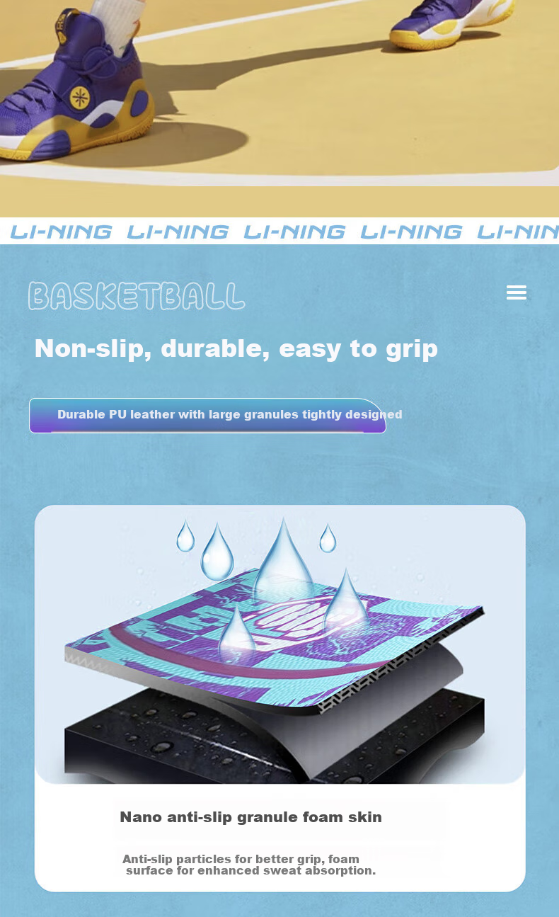 Li-Ning Basketball, Size 7, for Training And Competition, Suitable for Adults, Children, Teenagers, Middle School Students, Indoor And Outdoor Use, Standard Size Seven Rubber Basketball 8