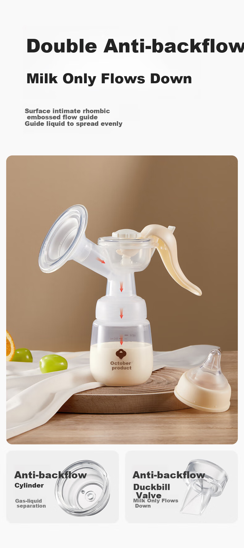 Shiyuejiejing Manual Breast Pump, Postpartum Portable Hand-Operated Breast Pump, Milk Collector 9