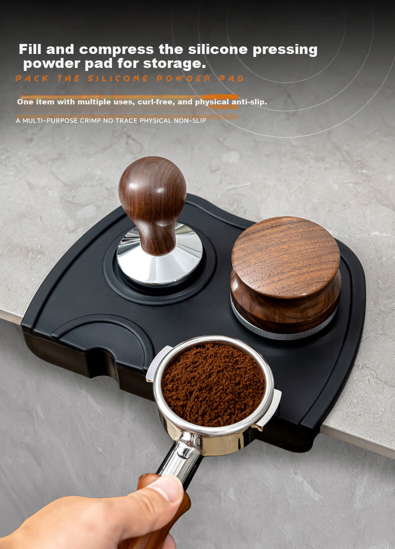 YIJUKE Coffee Tamper Pad, Barista Coffee Machine Non-Slip Silicone Mat, Italian Handle Pad, Tamper Press, Powder Dispenser Mat, Storage Pad 1