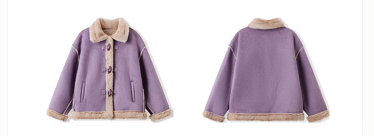 ASK JUNIOR Kids' Coat 2025 Autumn Toddler Horn Button Plush Coat Girls' Lapel Sweet Cute New Year Top 2
