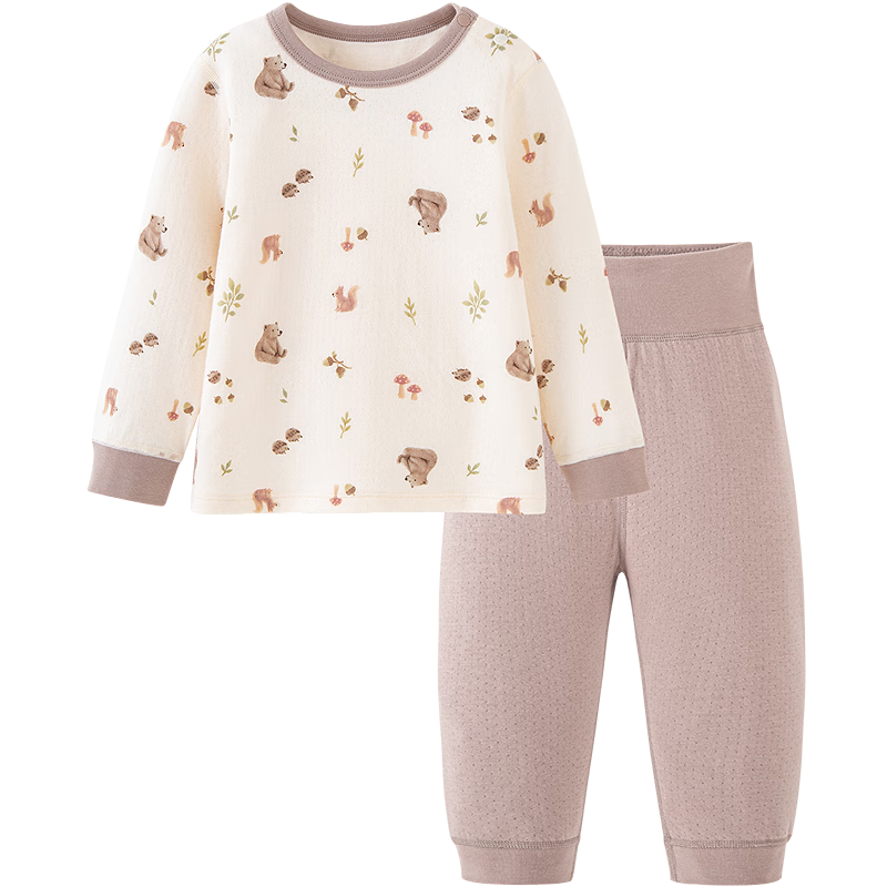 Mini Bala Kids Underwear Set Boys Girls Baby High-Waist Belly Protection Autumn Clothes Breathable Skin-Friendly Pajamas 2026 New Arrival