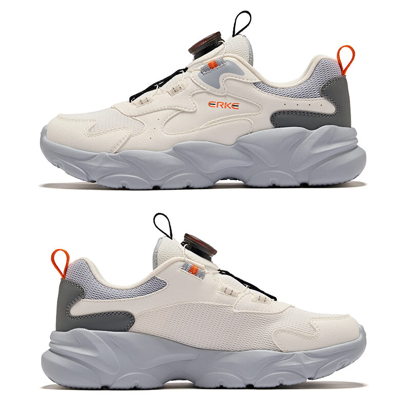 ERKE Kids Casual Shoes Boys and Girls Mesh Breathable Cushioning Running Shoes Microcrystal White/Moonstone Gray/Steel Gray Size 37 66