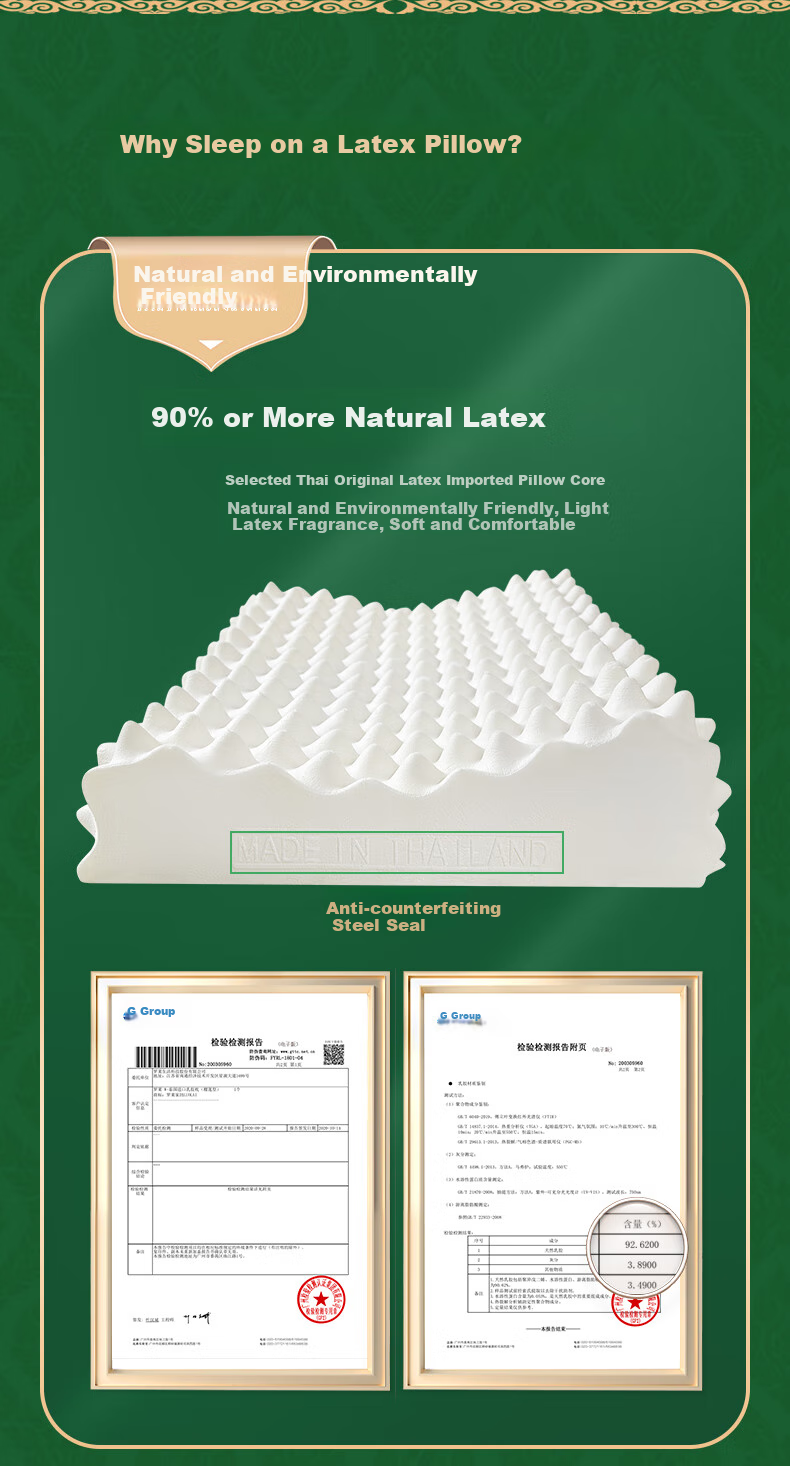 LUOLAI Home Textiles, Thai Latex Pillow, Imported Natural Latex Adult Neck Support Pillow Core, 40*60cm 3