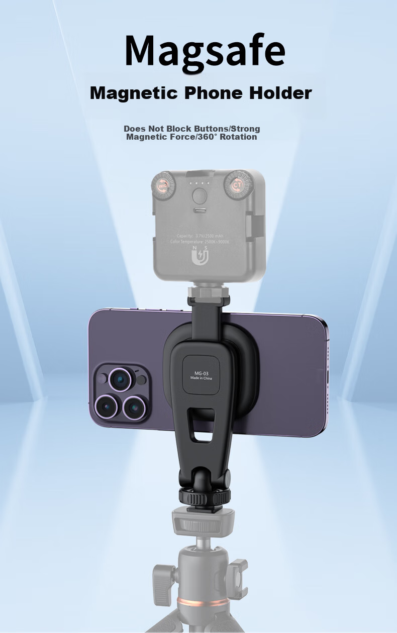 VRIGweilege MG-03 Magnetic Hot Shoe Phone Clamp, Camera External Display Stand, IPhone 17 Phone Holder, Screen Mirroring Bracket, Cold Shoe, Multifunctional Horizontal And Vertical Shooting Monitor, Hot Shoe Live Streaming 1