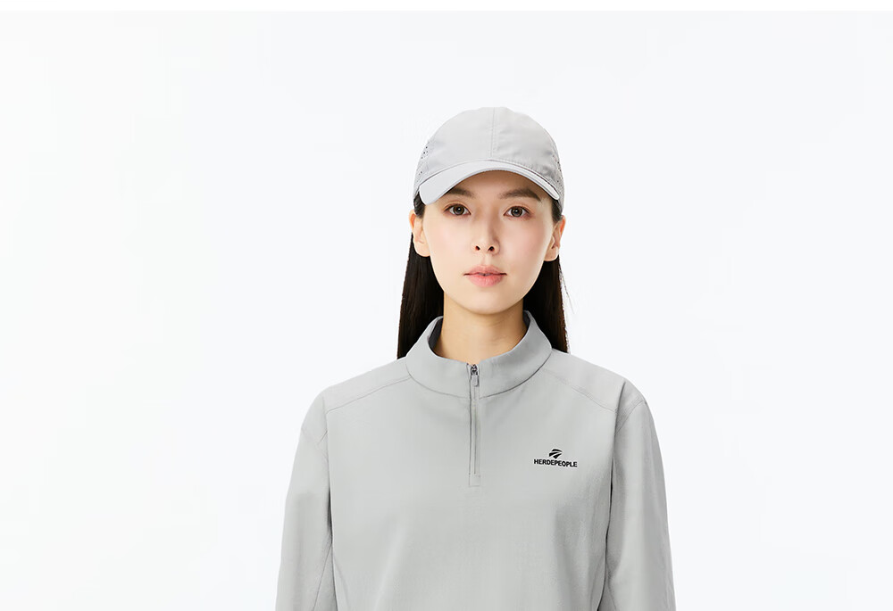 HERDE PEOPLE Muxuangzhe Autumn Half-Open Collar Long Sleeve T-Shirt Unisex Couple 10A Antibacterial Sports Moisture-Wicking Knitwear Moonlight Gray XL 19