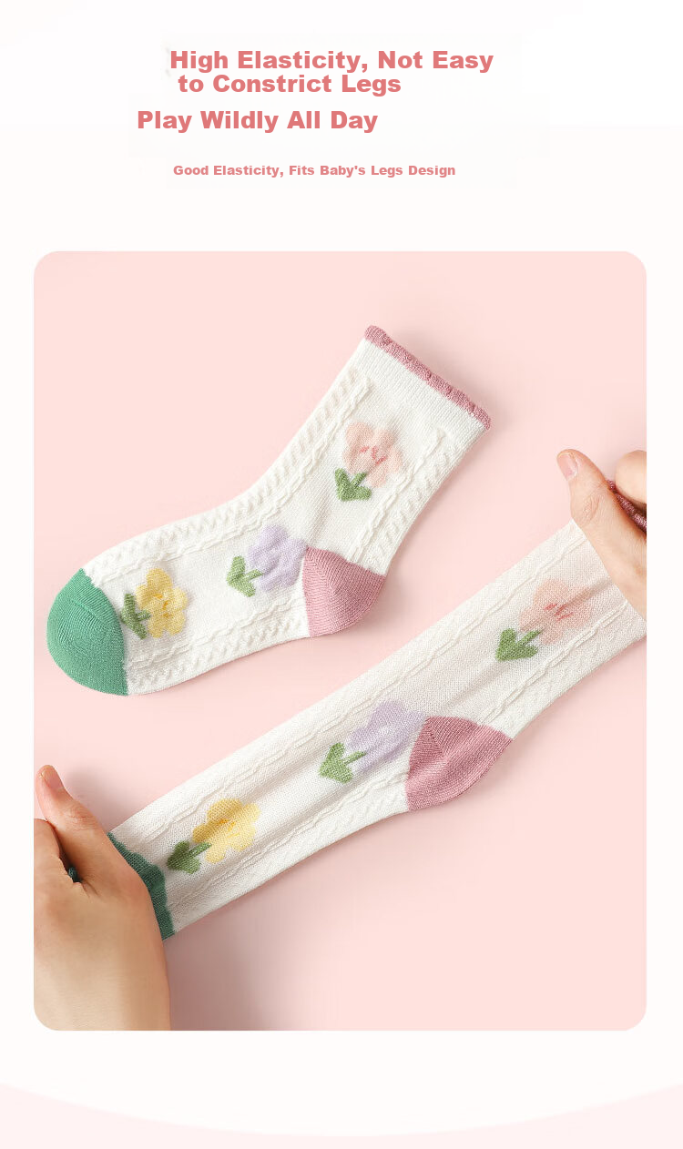 Bingxuemumian Children's Socks, Girls' Mid-Calf Cotton Socks for Spring, Autumn And Winter, 6 Pairs, Breathable, Suitable for Small to Big Kids, Versatile Lace Short Socks for Students 8
