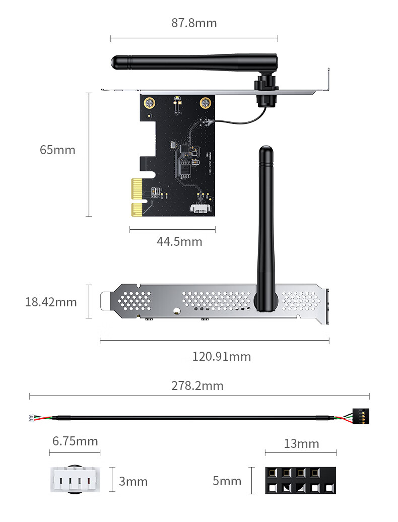 UGREEN PCIe Wireless Network Card WiFi6 Desktop AX300 Internal Network Card Motherboard WiFi Module Desktop Computer WiFi Receiver External Antenna 3