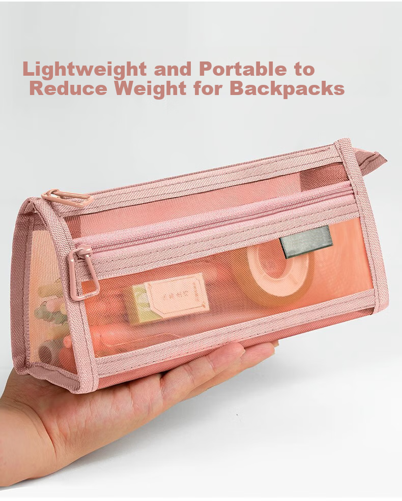 Mingyu Transparent Mesh Pencil Case for Middle School Entrance Exam, Double-Layered Transparent Stationery Box for Primary And Secondary School Students, Aesthetically Pleasing Simple Pencil Case for Boys And Girls, Avocado Gree 16