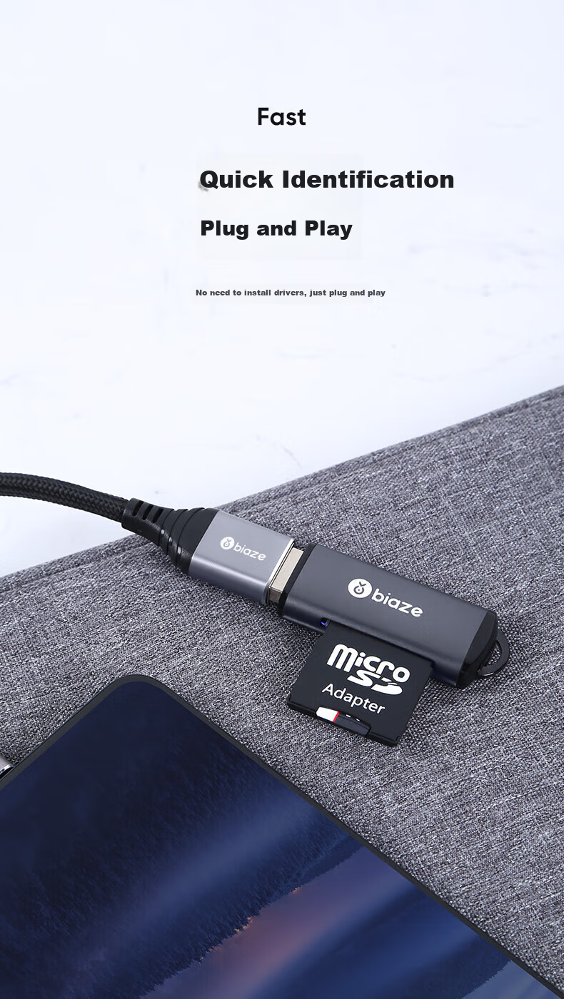 BIAZE OTG Data Adapter Cable Type-C to USB 3.2/3.0 Compatible with Huawei, Xiaomi, Android Phones, Apple 17/16/15 Pro Max, MacBook for Connecting USB Drives to Computers 7