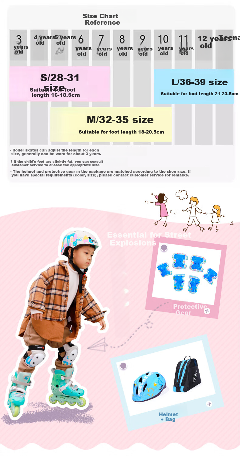 Micro Migu Co-Branded COSMOID Roller Skates for Children, Boys And Girls, Inline Skating, Roller Skating, Hard Shell JOYMAX Blue Set Size L 7