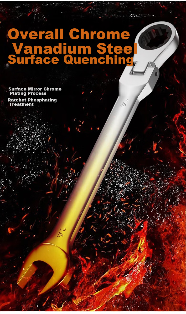 Chengyang Labor-Saving Dual-Head Ratchet Wrench, Quick-Release Spanner, Bidirectional Multi-Functional Open-End Plum Blossom Mirror-Finish Wrench 4