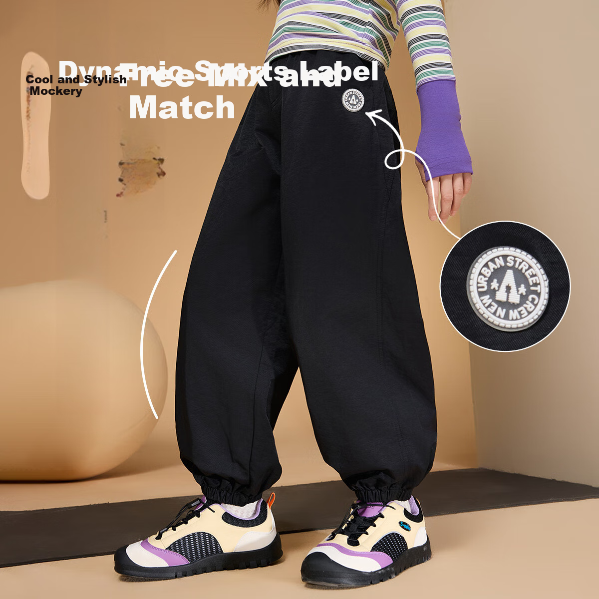ASK JUNIOR Children's Clothing Girls' Youth Autumn Sports Pants Jogger Running Casual Trousers Black 110