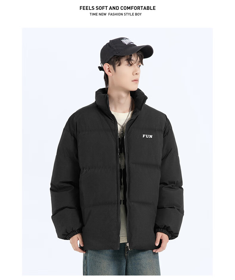 Warrior Men's Winter Thickened Warm Cotton Jacket Hooded Puffer Coat Outdoor Sports Cotton Coat 7