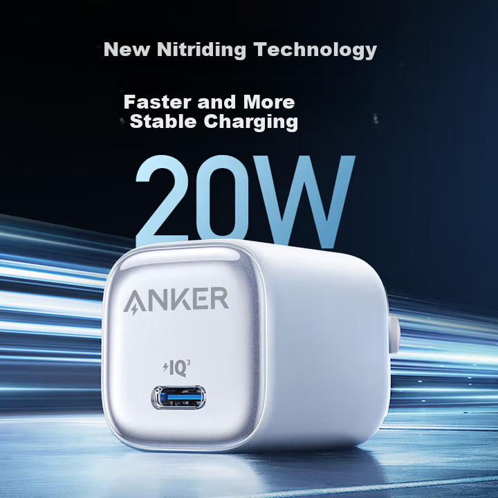 Зарядное устройство ANKER Ice Point 20W PD, черное, для iPhone 16 Pro Max/15/14/13, iPad