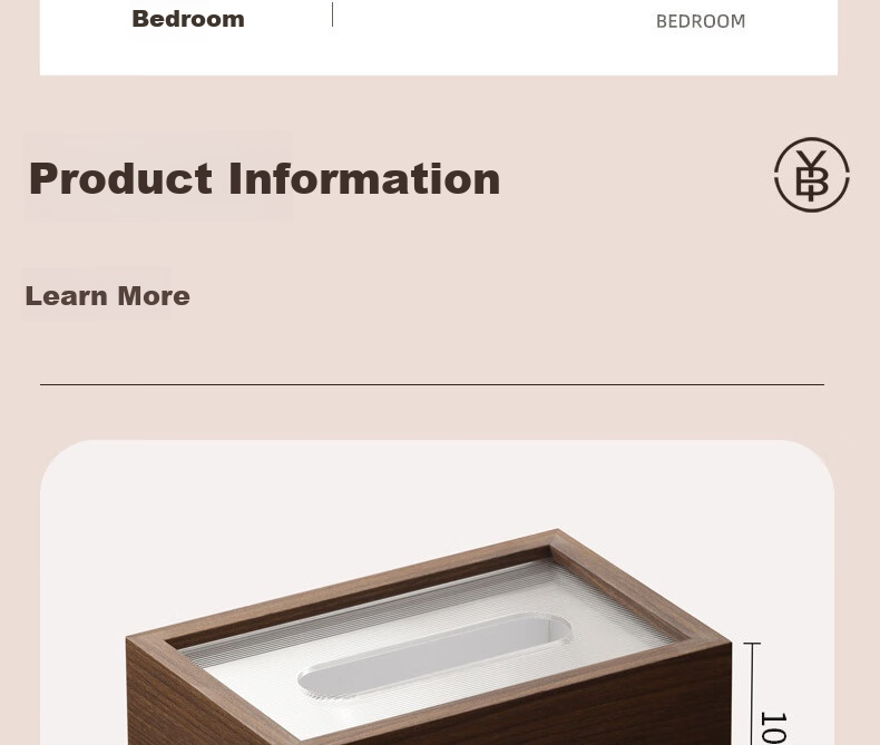 Bingyou Wooden Tissue Box, Paper Towel Holder, Dual-Use for Living Room And Office, Large Capacity Storage Organizer 24