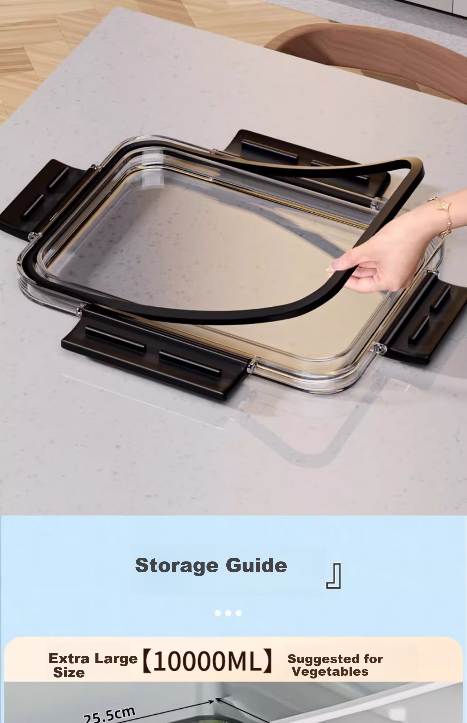 KATEI STORY Japanese Refrigerator Storage Box, Food-Grade Specialized Fresh-Keeping Box, Large Capacity Freezer Fruit Organizer, Sealed Container for Vegetables 8