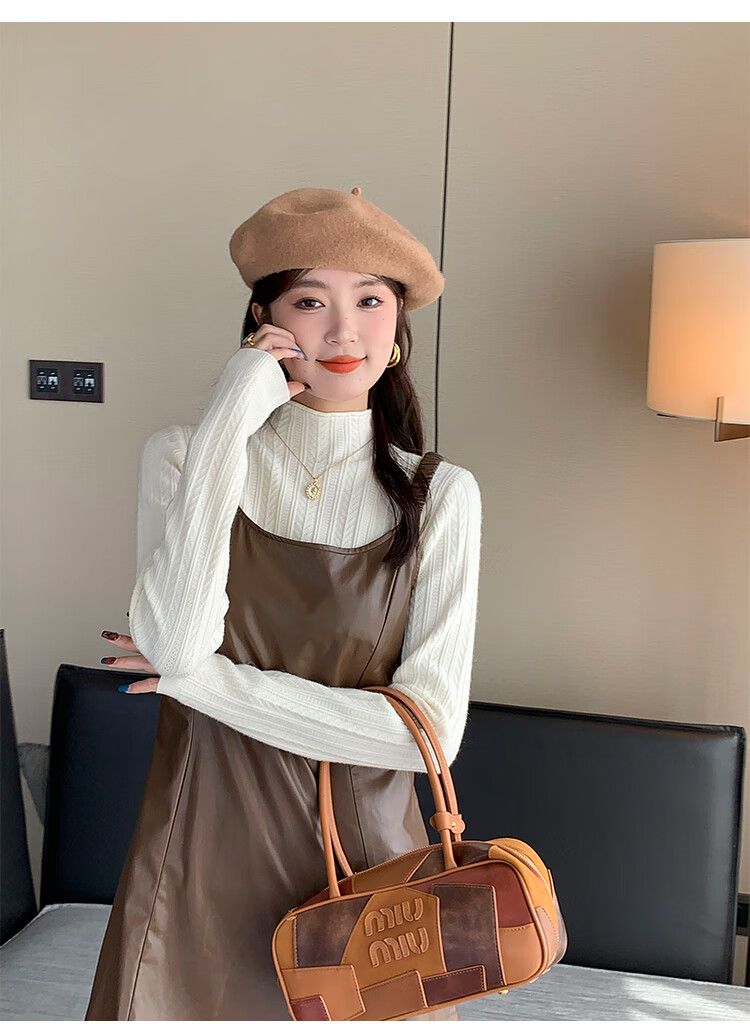 YUZHAOLIN Apricot Half Turtleneck Base Shirt Women's Little Chanel Style Inner Wear 2025 Autumn Winter New Sweater Knit Top 2