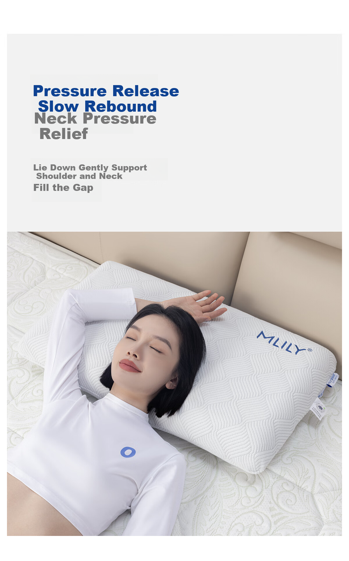 MLILY Slow Rebound Memory Foam Pillow, Cervical Pillow, Neck Support Pillow Core, Bread-Style Pillow, Adult Hotel Zero Pressure Same Model Pillow, Height 10cm 4