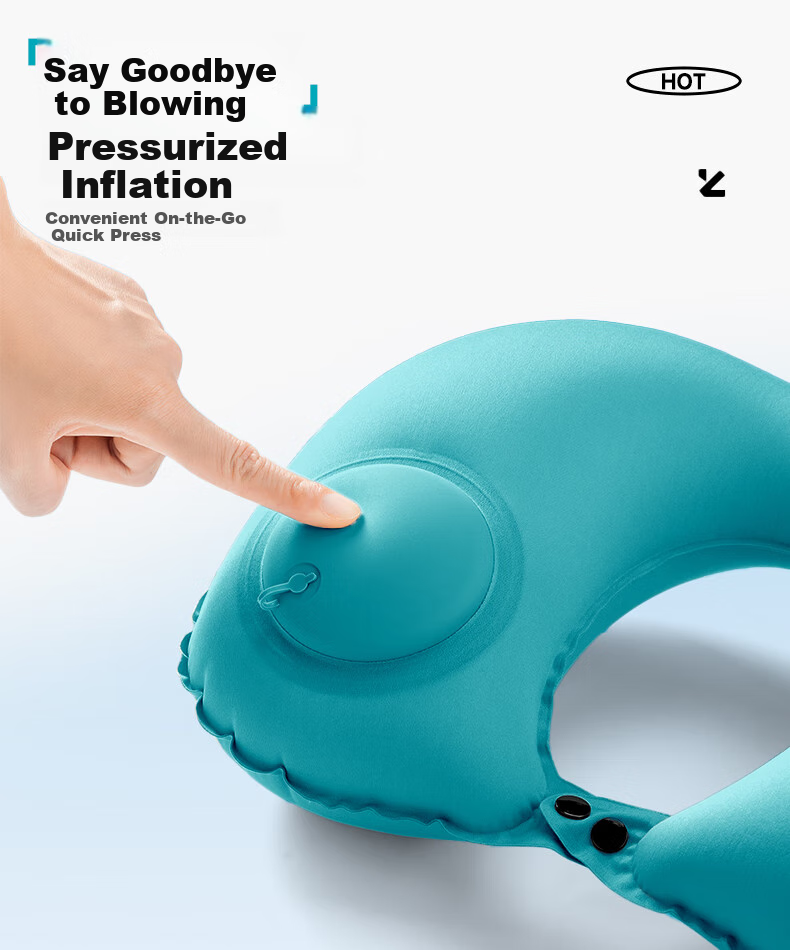Jingmao Inflatable U-Shaped Pillow, Lumbar Support Cushion, Convenient Travel Airplane Pillow, Neck Protector, Long-Sitting Aid, Back Support Pad for Waist 8