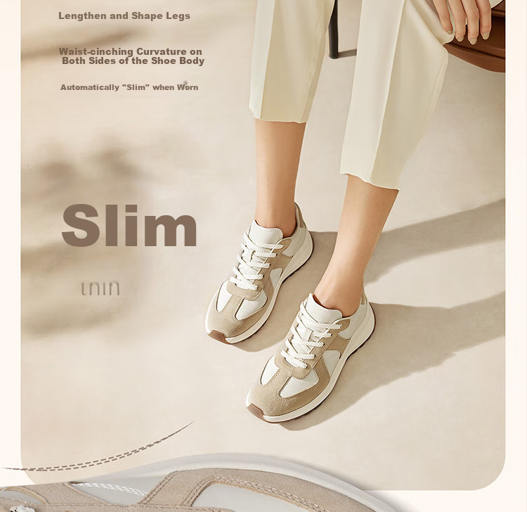 KISS CAT Ququeide Training Shoes, Forrest Gump Shoes, Thick-Soled Training Shoes, White Sneakers for Women KA64150-54, Oatmeal Color, Size 37 14