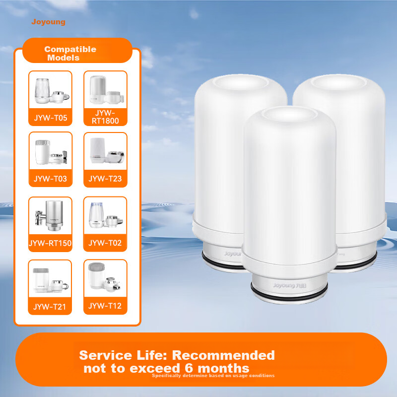 Joyoung Water Purifier Faucet Filter Cartridge, Three-Pack JYW-T02/RT150/T05/T03/T21/T12/T23/RT1800 Universal