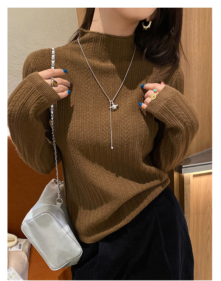 YUZHAOLIN Apricot Half Turtleneck Base Shirt Women's Little Chanel Style Inner Wear 2025 Autumn Winter New Sweater Knit Top 21