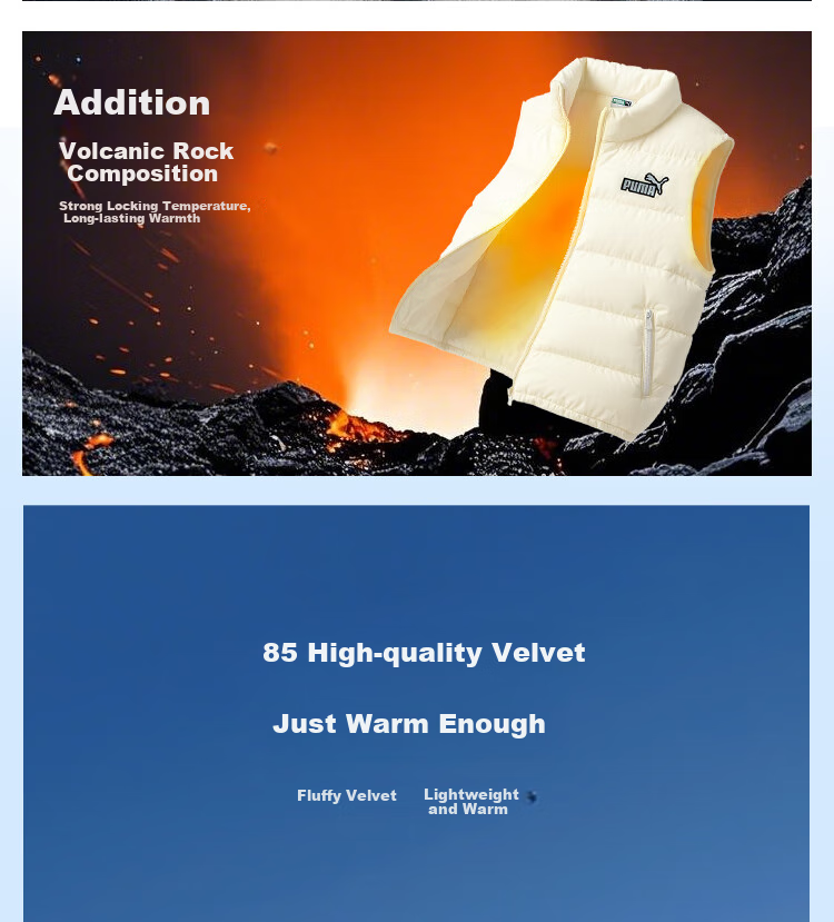 PUMA New Kids Winter Down Vest Lightweight Warm Stylish Off-White 10301 Size 130 11