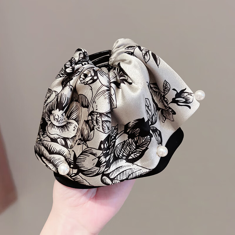 Xiangwan Ink Painting Satin Ponytail Clip Chinese Style Hairpin Elegant Temperament Hair Clamp Birthday Gift for Women 6