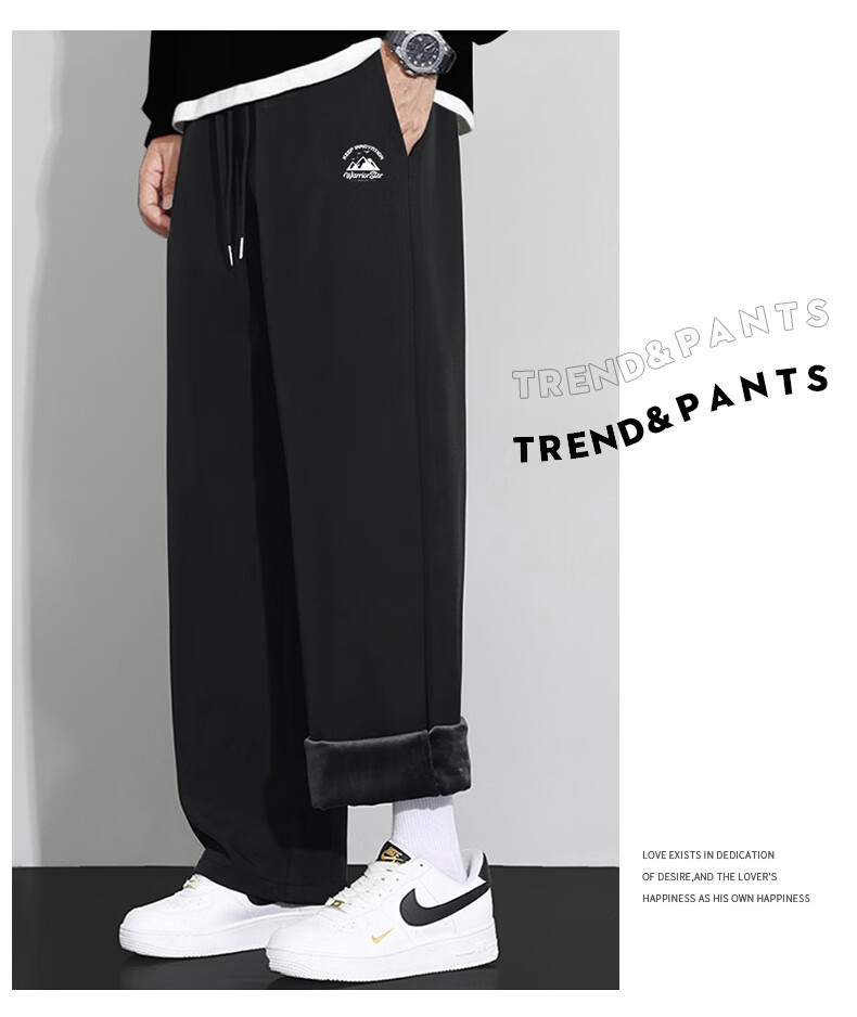 Warrior Men's Winter Fleece-Lined Thickened Warm Cotton Sports Pants Running Fitness Loose Casual Trousers 10