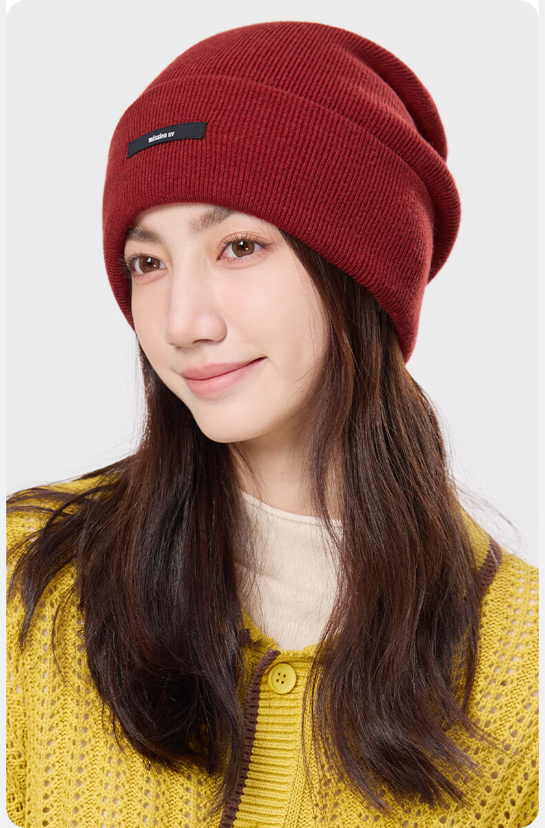 MISSION UV Women's Wool Beanie Thickened Warm Knitted Hat Outdoor Winter Cold Weather Cap 4