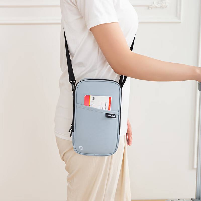 Bona Cloud Crossbody Travel Passport Bag Anti-Theft RFID Boarding Pass Document Organizer Neck Hanging Card Holder Large Capacity Phone Bag