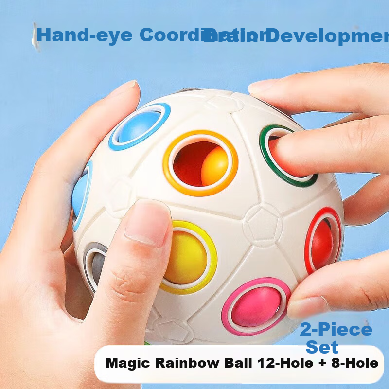 Lankupa Children's Magic Cube Rainbow Ball, Montessori Early Education Toy, Hand-Grasping Ball, Push-Push Music Training, National Day Gift
