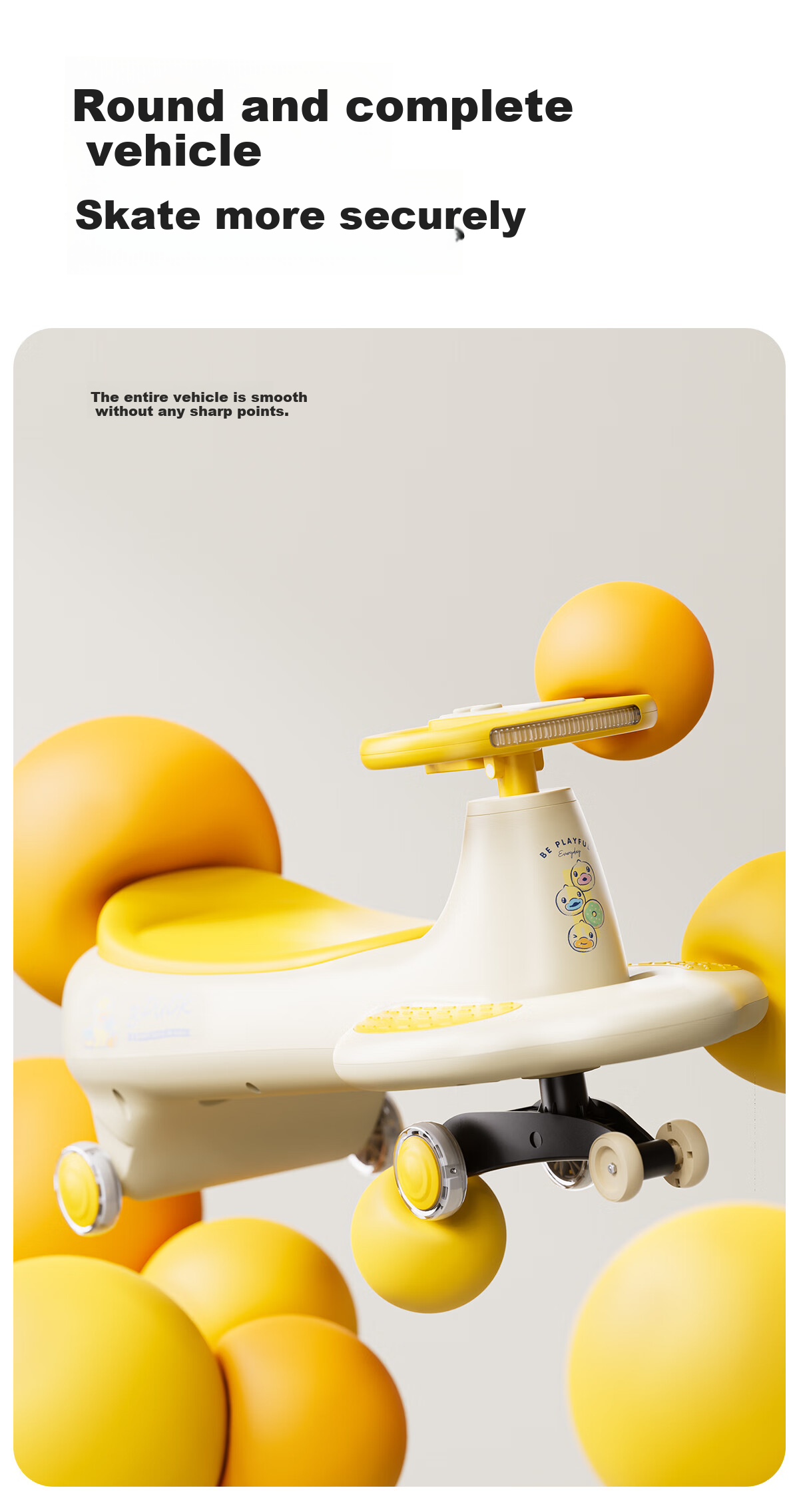 Lede Little Yellow Duck Children's Twist Car for Ages 1-3, Adult-Friendly Anti-Rollover Baby Ride-On Car, Baby's First Birthday Gift 8