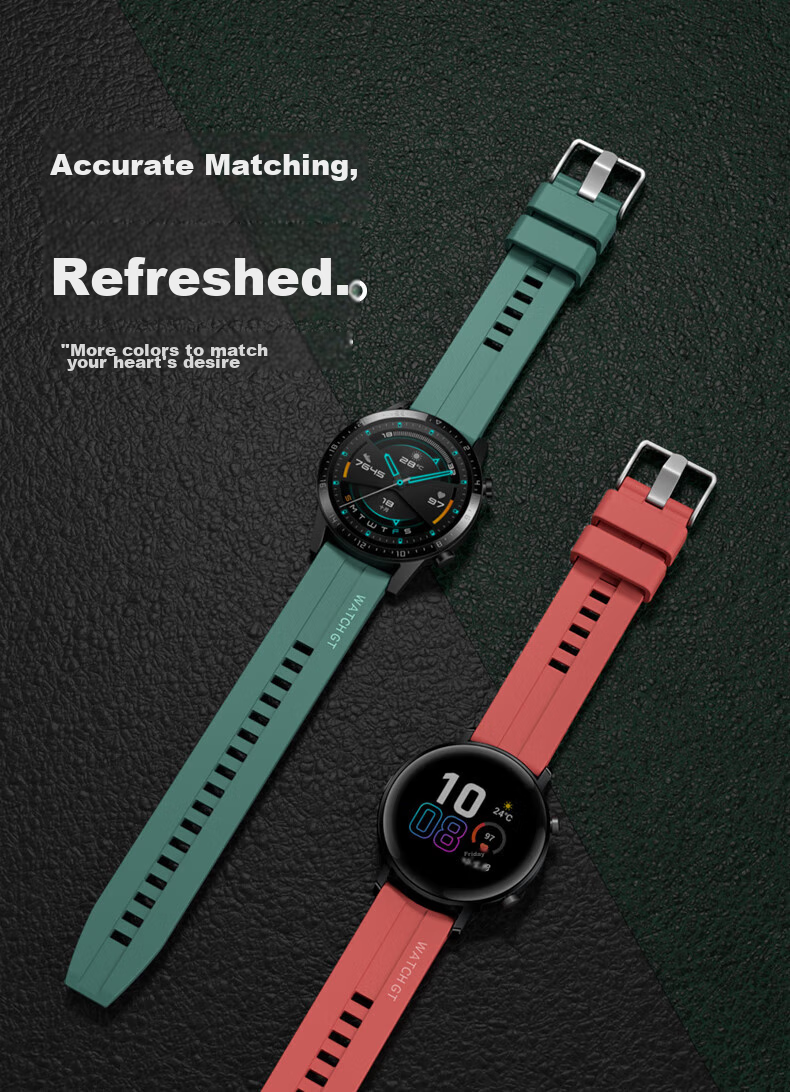 CHENSONG Compatible with Huawei Watch Straps for GT6/GT5/GT4/GT3/Watch5/4/3, Universal Pro Series, Unisex Sports Silicone Wristband 2
