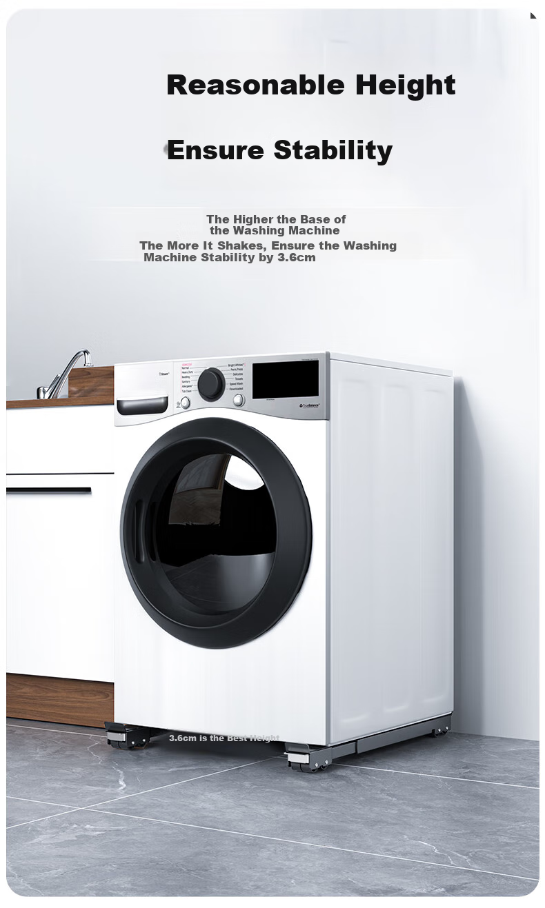 Jiangwutong Washing Machine Base Anti-Vibration Fixed Stand, Movable Non-Slip Foot Pads, Height-Increasing for Air Conditioner And Refrigerator, Suitable for Small Swan, Midea, Haier, Universal 4