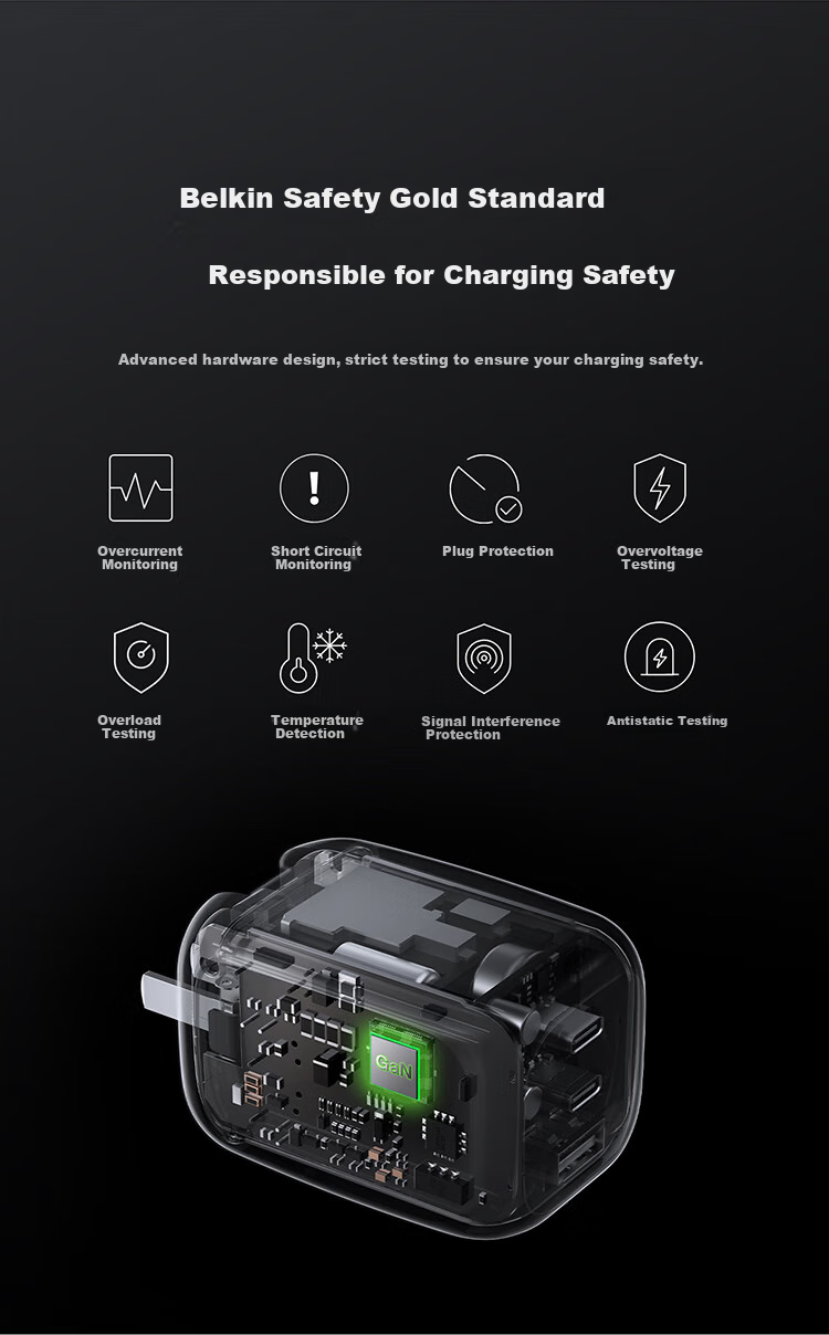 BELKIN Apple Charger, 100W Gallium Nitride 3-Port Fast Charging Adapter, Power Supply for Apple IPhone 17 Tablet, Compatible with PD3.1 And PPS Protocols 13