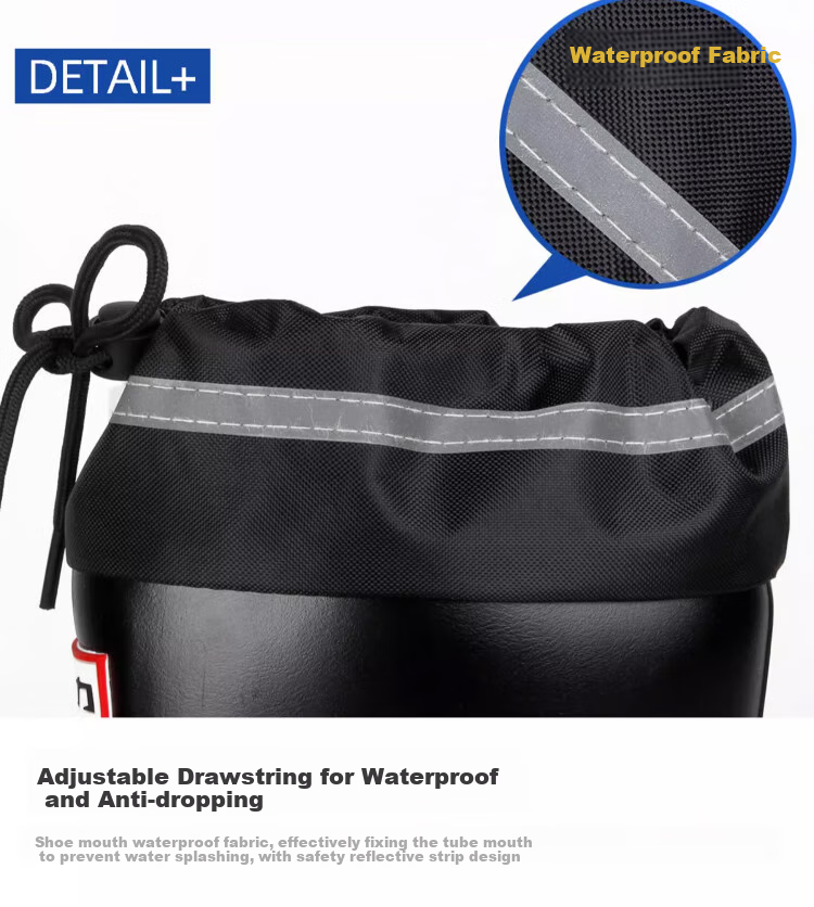 Huili Men's Stylish Rain Boots, Waterproof Car Wash Shoes, Durable Fishing Rubber Shoes, Black Drawstring, Size 44 7