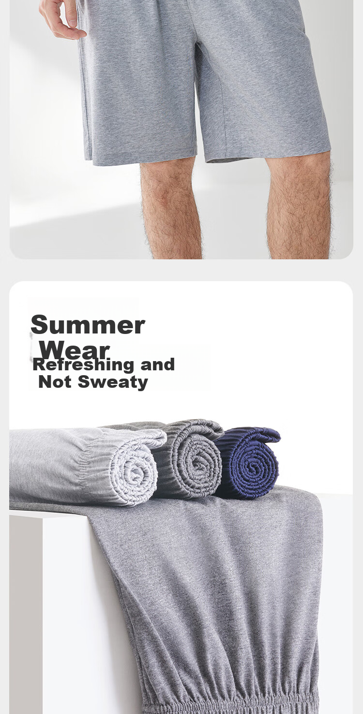 HLA Men's Sleep Shorts, Five-Point Pants, Pure Cotton, Loose And Comfortable, Suitable for Outdoor Wear, Beach Shorts, And Loungewear 8