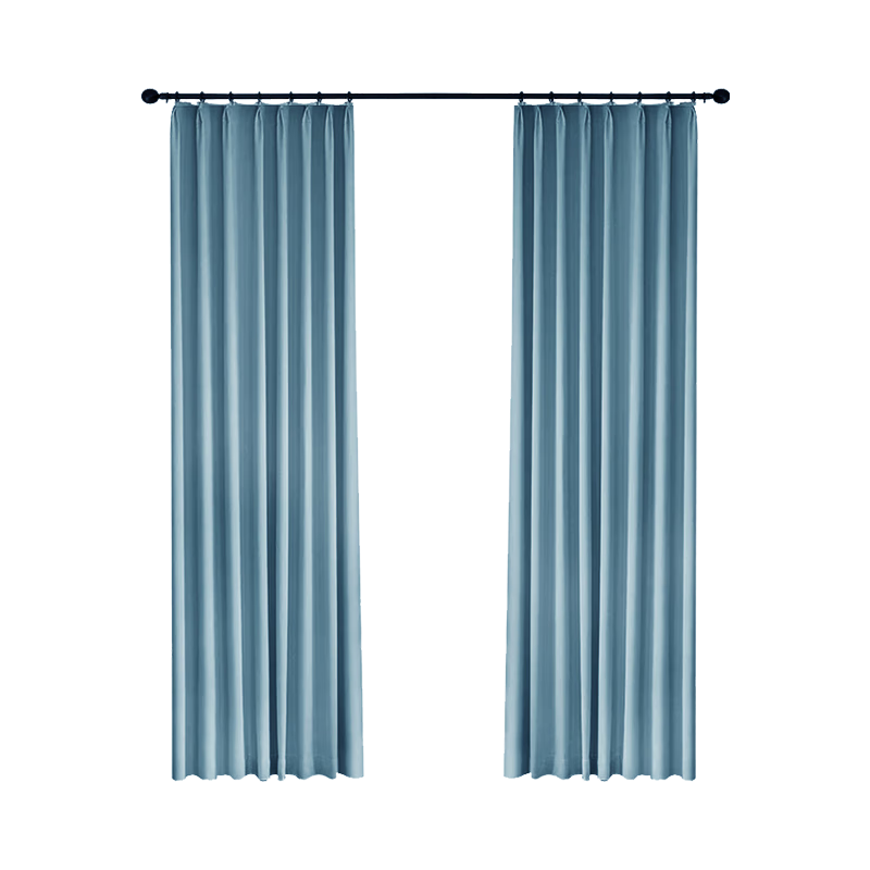 Ali Blackout Curtains for Home Use, Light-Blocking, Heat Insulating, Sun-Shading, No Drilling Required, Hook-Type Curtains, Smog Blue, 1.8*2.2 Meters