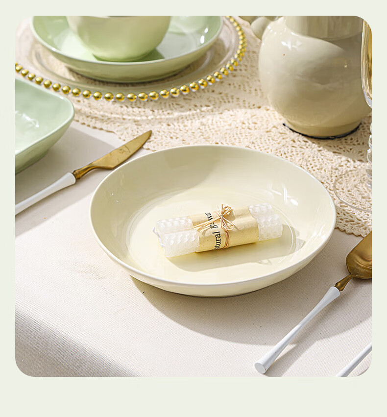 AOmeiyou Cream Style Ceramic Plates Set of 2, 8-Inch Porcelain Dinner Plates with Underglaze Color, Premium Home Tableware 11