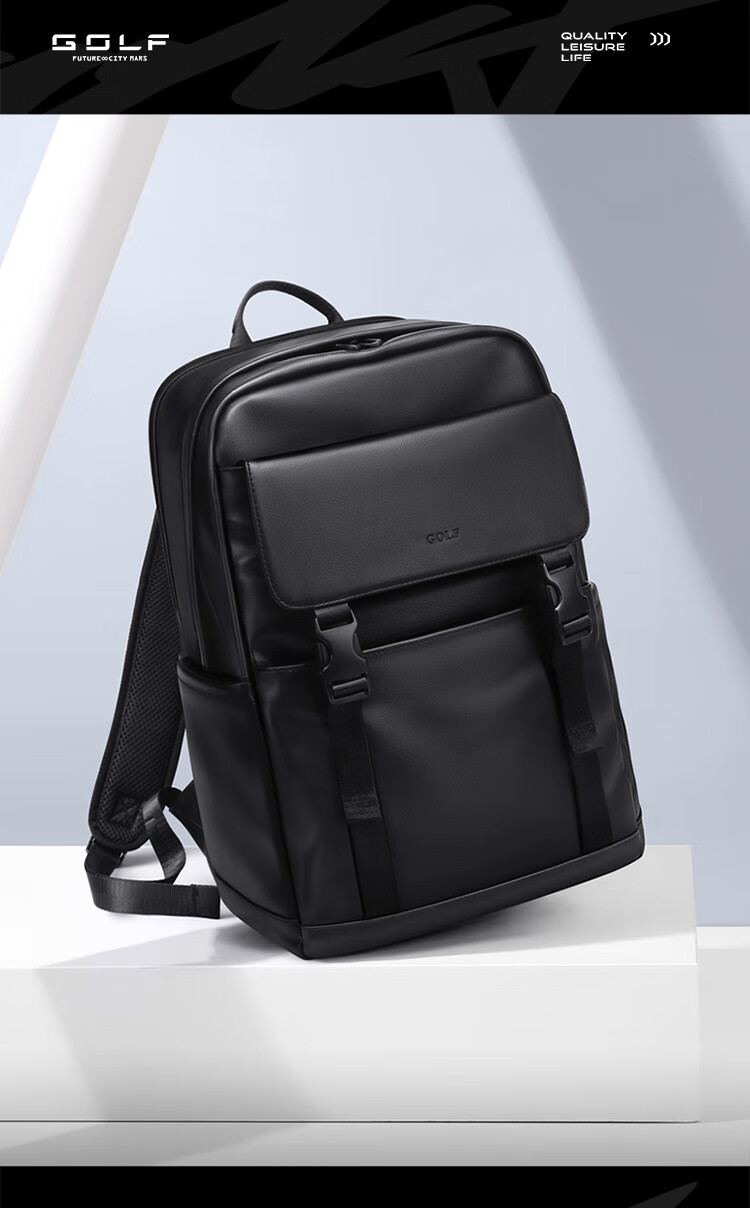 GOLF Men's Travel Backpack Unisex 15.6/16 Inch Laptop Student School Bag Soft Leather Business Backpack 2