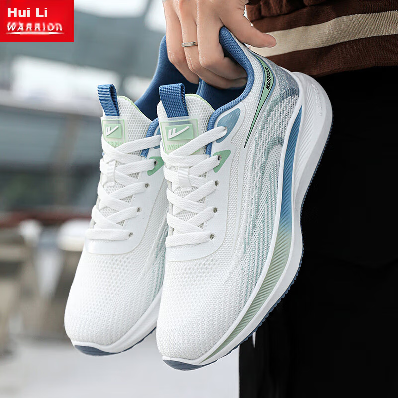 Кроссовки Huili (Warrior) мужские G497C, спортивные повседневные, белые/зеленые, размер 44