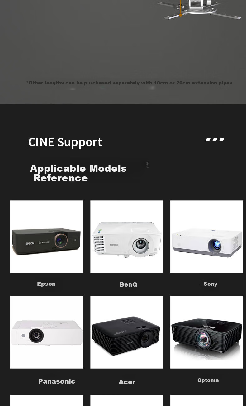 CINE Projector Ceiling Mount Bracket for Home Installation, Ceiling Support for Epson CO-W01/FH01, BenQ i750, UGREEN Q10, Orange Projector Ceiling Mount PH70-30 Silver 11