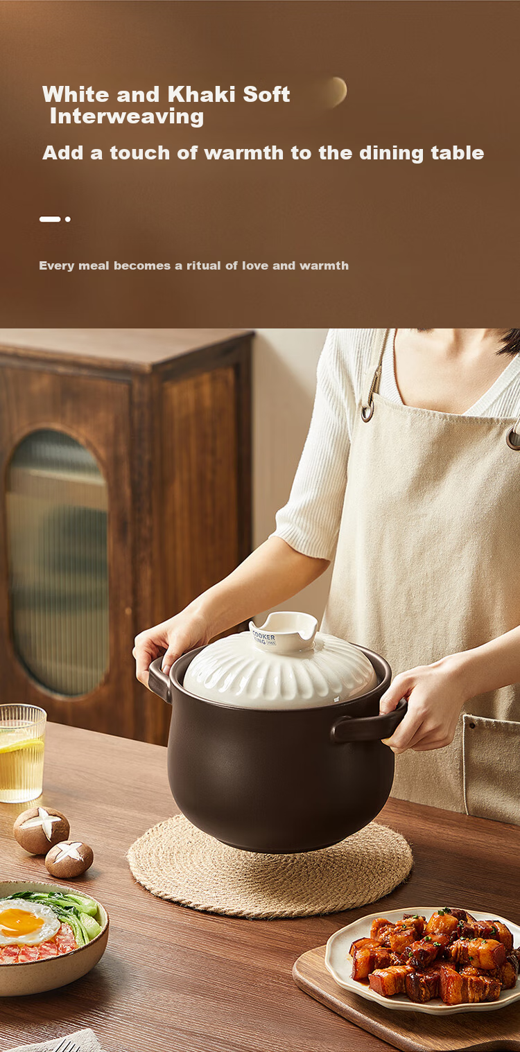 COOKER KING Ceramic Pot 4.5L Casserole for Soup, Medicinal Decoction, Porridge, Rice, Stew Pot Health Soup Pot Large Belly Pot for Open Flame Use 12