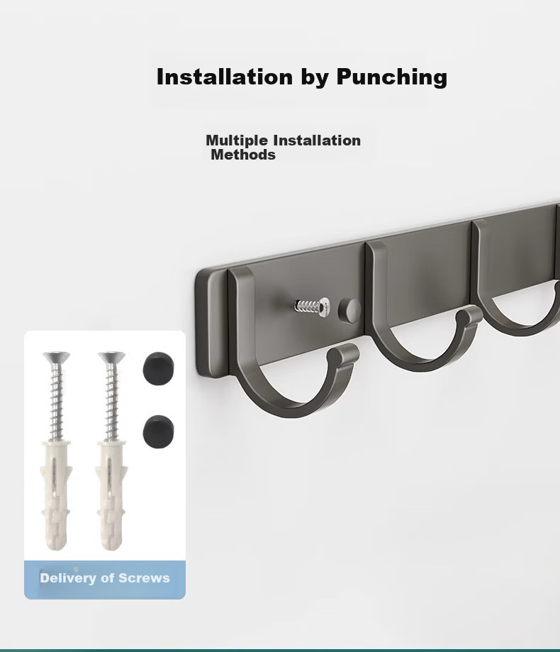100-Character No-Drill Kitchen Hook Strong Space Aluminum Adhesive Hook Over Door Clothes Hook Bathroom Rack 5